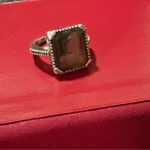 Brighton Silver Ring with Brown Stone